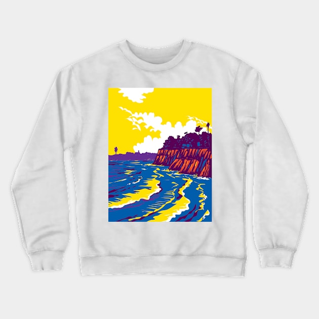 Campus Point Beach on Lagoon Road Isla Vista California WPA Poster Art Crewneck Sweatshirt by retrovectors